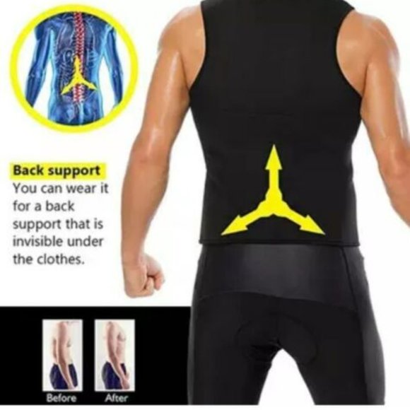 Men's Thermo Body Shaper Neoprene Slimming Vest Fat Burner Tank Top - SMALL - Picture 9 of 9
